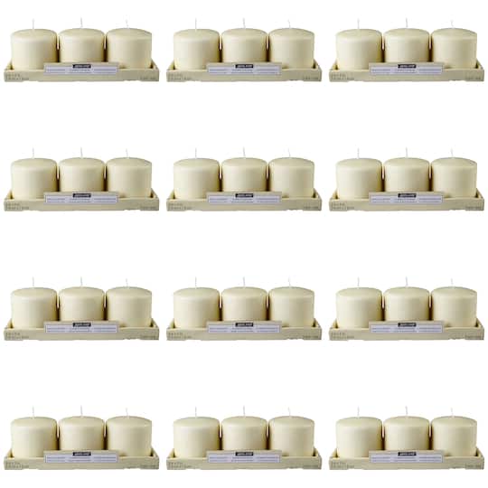 12 Packs: 3 ct. (36 total) Basic Elements™ 3" x 3" Ivory Pillar Candles by Ashland®